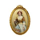 A G Chamberlin (British, early 20th Century), Portrait miniature of a lady seated on a chair,