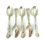 A set of five American sterling silver Queens pattern teaspoons, Tiffany & Co, 7ozs.