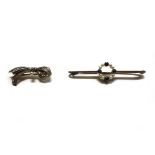 Two brooches, comprising; an early 20th century platinum-flashed gold,