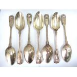 A set of seven silver fiddle thread and shell pattern tablespoons, Mappin & Webb, London 1929,