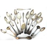 Three George III silver Old English pattern dessert spoons, varying dates and makers,