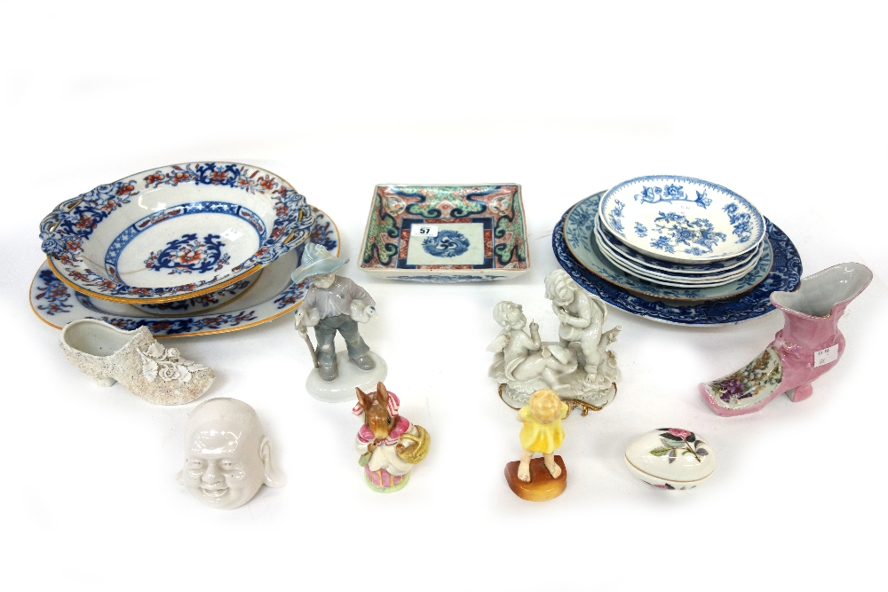 A Royal Worcester figure 'Tommy', 2913, various other figures, a Chinese blue and white plate,