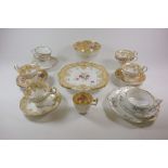 An Alcock part tea service, circa 1840, centrally painted with a bouquet of flowers, seven pieces,