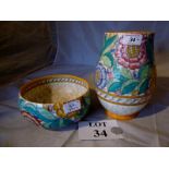 A matching Charlotte Rhead vase and bowl est: £30-£50 (A3)