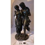 A large 19c spelter figure of a man and woman (a/f) est: £30-£50 (K2)