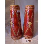 A superb pair of Minton red conical vases Rn No 616446 est: £80-£120 (M)