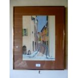 The Hon Col N G BLIGH DSO (1884-1984) - A framed and glazed pastel depicting a French street scene,