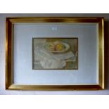 Laszlo MEGGYES (Hungarian 1928-2003) - A framed and glazed watercolour entitled 'Peach' signed