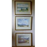 A set of three framed and glazed watercolours by the Late Viscountess Darnley est: £120-£180