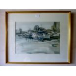 Nicholas BRISTOW (20th century) - A framed and glazed watercolour of a harbour scene, signed,