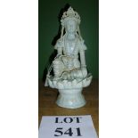 A Celadon glazed model of  Guanyin seate