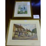 A framed and glazed watercolour street s