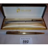 A Sheaffer pen cased and a Sheaffer biro