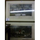 A pair of framed and glazed hunting scen