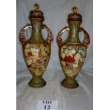 Two antique Chinese Satsuma moriage mirr