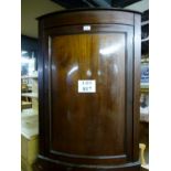 A 19c mahogany corner wall cupboard in v