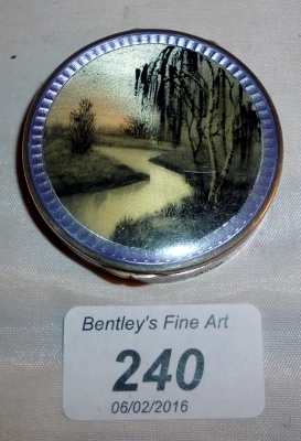 An enamelled and 925 stamped pill box wi