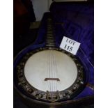 A cased Cormier banjo c1880 est: £600-£8