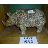 An Audrey Carter pottery rhino (piece of