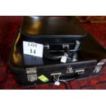 A vintage Victor black leather suitcase together with a smaller vanity case (2) est: £40-£60 (A3)