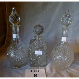 A pair of decanters and stoppers;