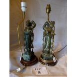 A pair of Oriental soapstone figural table lamps est: £30-£50 (G1)