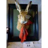 Taxidermy interest: a 'novelty' hare adorned with spectacles and handkerchief est: £250-£350 (J)