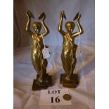 A pair of brass figurines of Classical dancers together with a facsimile certificate est: £30-£50