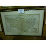 A framed and glazed Robert Morden Map of Kent est: £40-£60