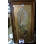 A framed and glazed watercolour study of a woodland path signed indistinctly lower left est: