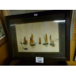 A framed and glazed watercolour study of continental sailing ship's at sea est: £30-£40