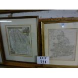 A framed and glazed map of England & Wales together with a framed and glazed map of Lincolnshire