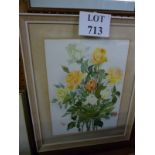 A framed and glazed 20c watercolour still life study of flowers 'From a Kentish Garden' signed