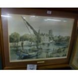 A framed and glazed limited edition print (188/250) 'Maidstone from the River Medway' signed Gerald