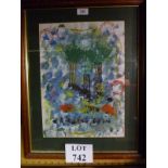 A framed and glazed contemporary mixed media abstract study of trees est: £30-£50