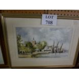 A framed and glazed watercolour study of a harbour scene 'Maldon,