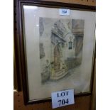 A framed and glazed pencil study of an old doorway and path signed Reegus lower right est: £30-£50