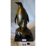 A patinated bronze model of penguin and chick on a naturalistic base est: £200-£250 (K1)