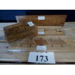 Three cribbage boards and a cribbage box board containing playing cards est: £20-£40 (B3)