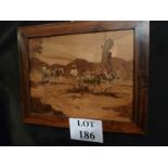 An olive wood marquetry picture of cattle ploughing est: £25-£45 (G3)