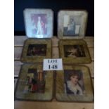 A set of six glazed table mats inset a print of a historical painting (6) est: £20-£30 (B33)