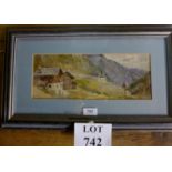 A framed and glazed watercolour study of a continental house in the hills est: £40-£60