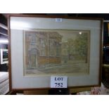 A framed and glazed watercolour study of 'Winchester College' signed Bernard C Gotch lower right