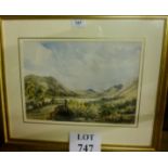 A framed and glazed watercolour study of a countryside landscape 'Ullswater' 11 Aug 53 est: £40-£60