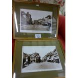 Two large framed and glazed photographs depicting views of Ashford High Street dated 1901 & 1905.