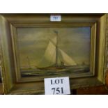 A framed oil on canvas study of sailing ships at sea est: £50-£80