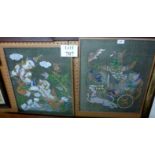 Two framed and glazed silk prints depicting Hindu Deities est: £20-£30