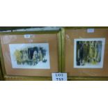 Two 20c watercolours depicting contemporary views of 'Chartres Cathedral' and 'Oxford Domes &