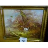 A framed 20c oil on canvas study of a gun dog in a woodland landscape signed Kenneth lower left