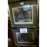 A pair of framed and glazed engravings depicting children in country scenes 'Rustic Civility' &